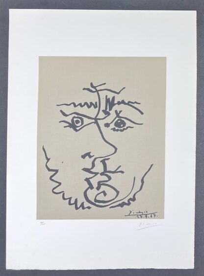 Pablo Picasso ( 1881 – 1973 )– Visage  – hand-signed Lithograph on Rives BFK paper – 1967 - Image 2