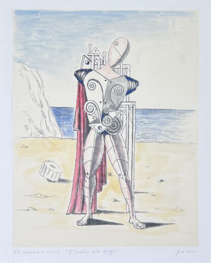 Giorgio de Chirico (1888-1978) – Il trovatore sulla spiaggia – hand-colored etching – 1973 - Image 2