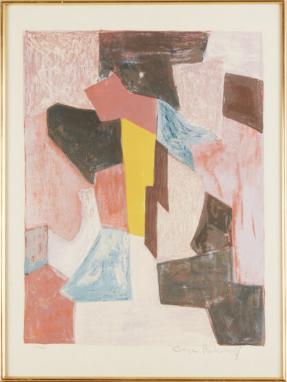 Serge Poliakoff (1900-1969) - Composition rouge, carmin et jaune - Lithograph on Rives paper - 1958